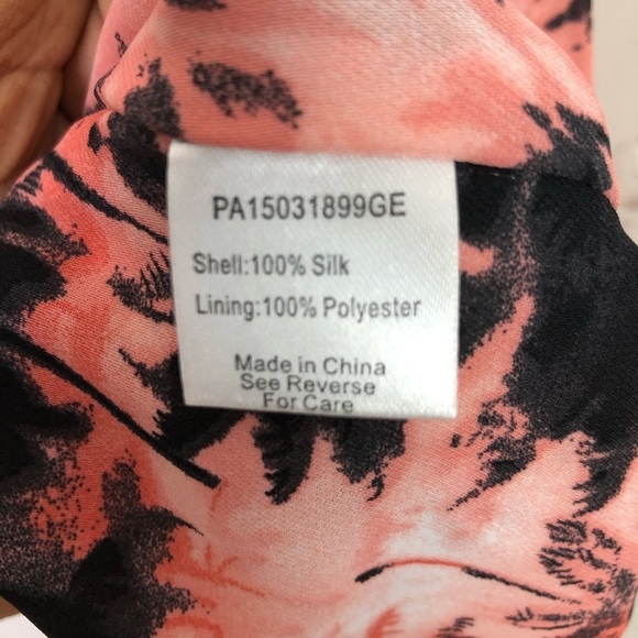 PARKER palm tree pink wrap front and back Silk mini dress - Picture 5 of 15